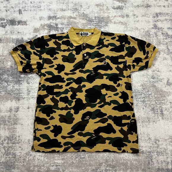 Authentic Bape 2000's Yellow Camo Polo XL - Picture 1 of 7